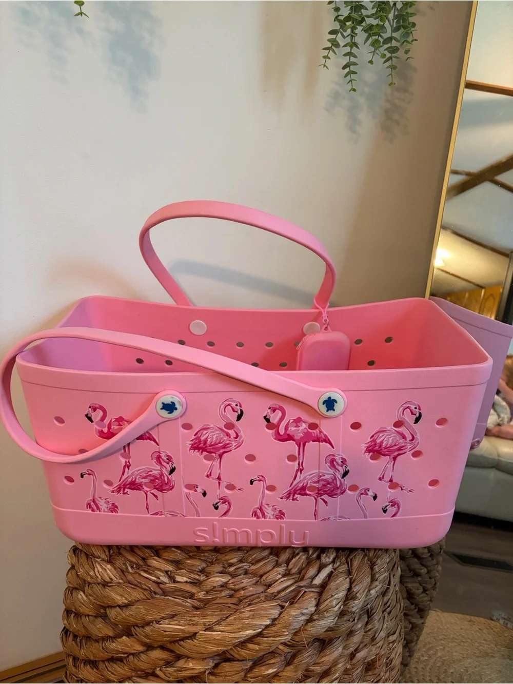 Simply Southern, Large  Pink Flamingo Rubber Tote